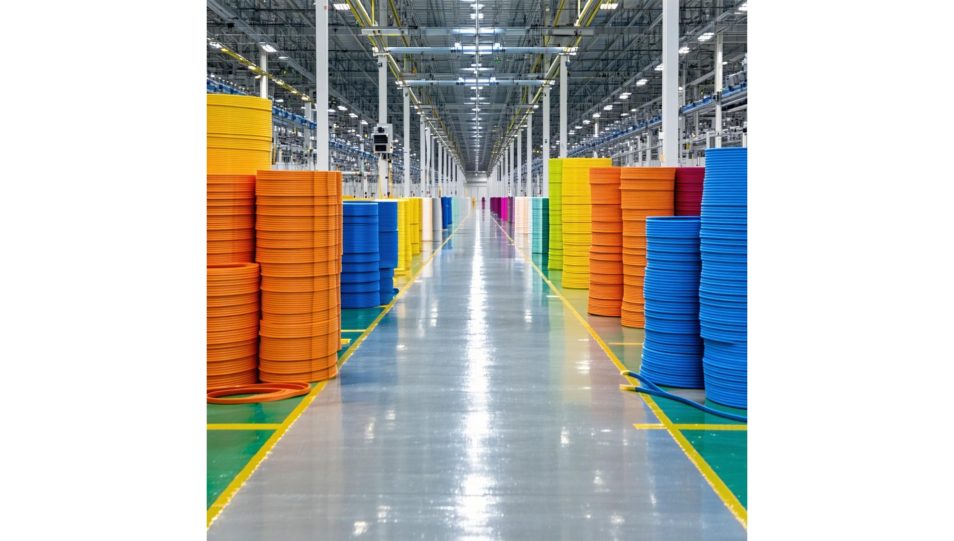 High-quality fitness elastic bands in a modern manufacturing facility
